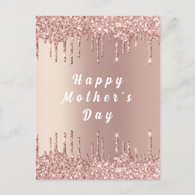 Postale Rose Gold Blush Drips Carte de fête des mères (Devant)