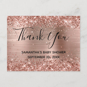 Postale Rose Gold Pailleté Carte de Remerciement Baby Show