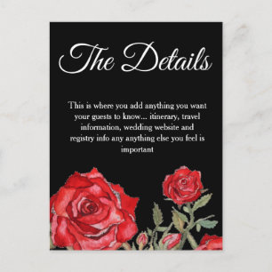 Postale Rose rouge Aquarelle élégante carte de détails de 