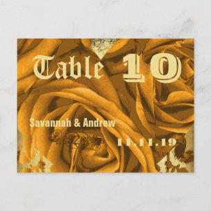 Postale Roses Gold Heart et papillons Carte Numéro de tabl