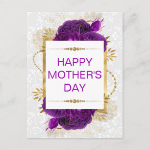 Postale Roses violettes foncées et carte de fête des mères