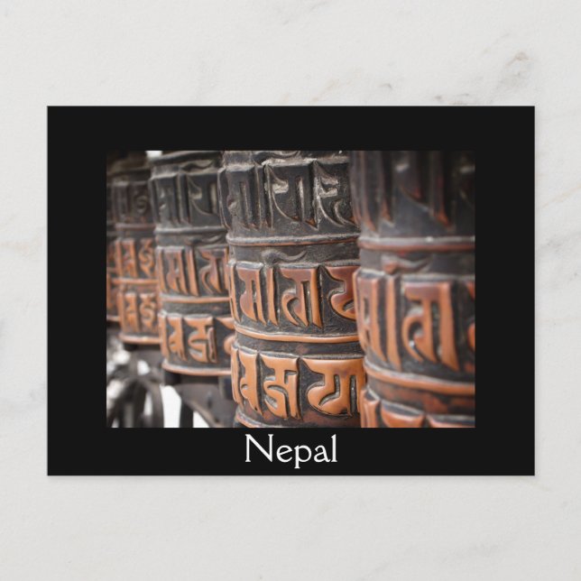 Postale Roues de prière bouddhiste noir texte carte postal (Devant)