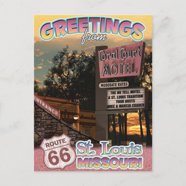 Postale Route 66 Salutations St Louis Missouri Carte posta (Devant)