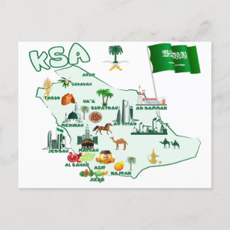 Postale Royaume d'Arabie Saoudite Carte des attractions to