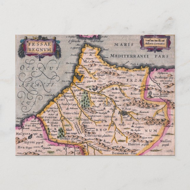 Postale Royaume de Fès Fes Antique Carte du Maroc Carte po (Devant)