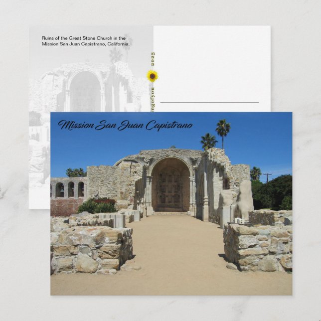 Postale Ruines de la Grande Église de Pierre, CA - carte p (Devant / Derrière)