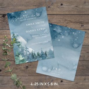 Postale Rustic Mountains Blue Budget Enregistrer la carte 