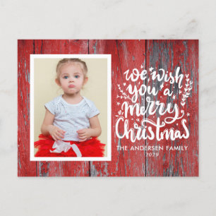 Postale Rustic Wood Photo Joyeuse carte de Noël