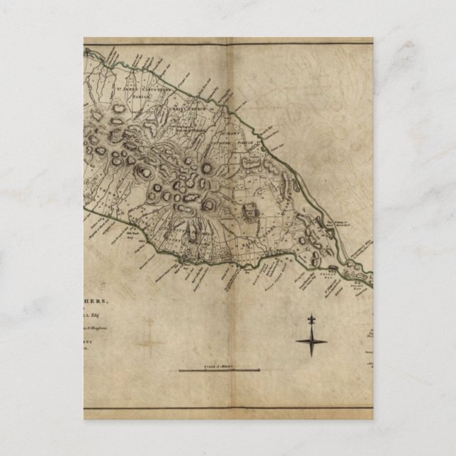 Postale Saint Christopher (Saint-Kitts), carte des Caraïbe (Devant)