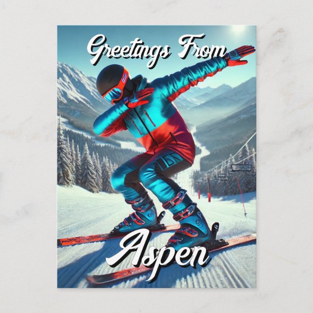 Postale Salutations de Aspen Dabbing Snowboarder carte pos (Devant)