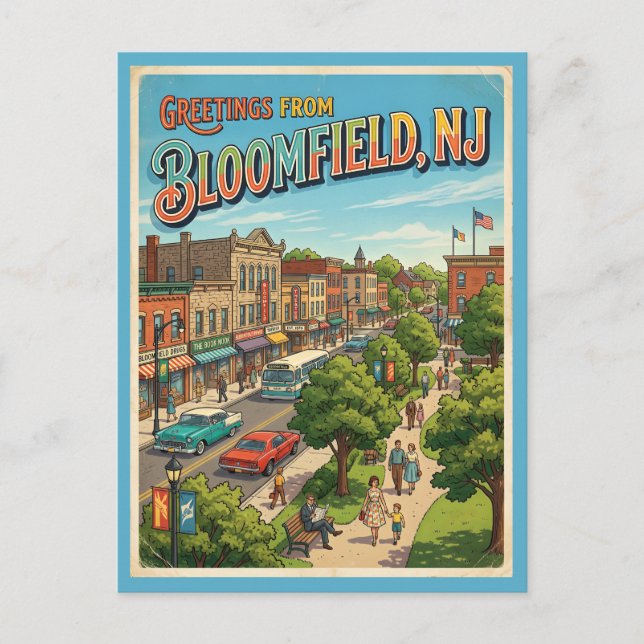 Postale Salutations de Bloomfield NJ Carte postale, Rétro  (Devant)