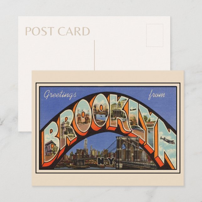 Postale Salutations de Brooklyn New York 1943 Carte postal (Devant / Derrière)