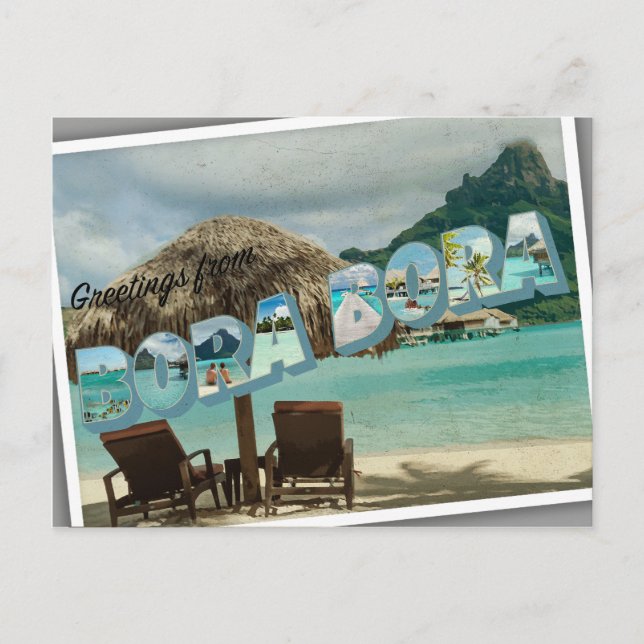 Postale Salutations de carte de cru de Bora Bora (Devant)