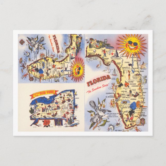 Postale Salutations de Floride, New York Carte Voyage (Devant)