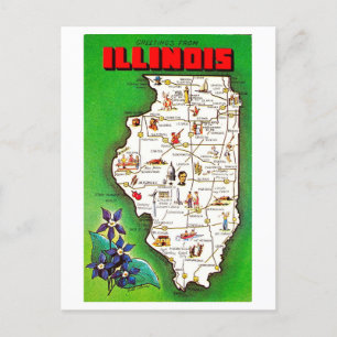 Postale Salutations de la carte Vintage de l'Illinois