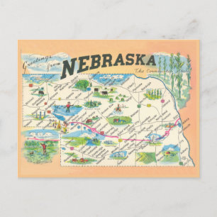 Postale Salutations de la carte vintage du Nebraska
