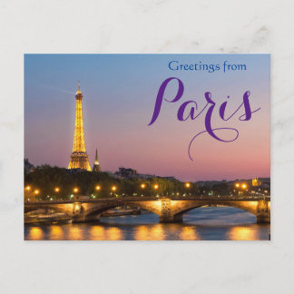 Postale Salutations de la Tour Eiffel de Paris Carte Posta