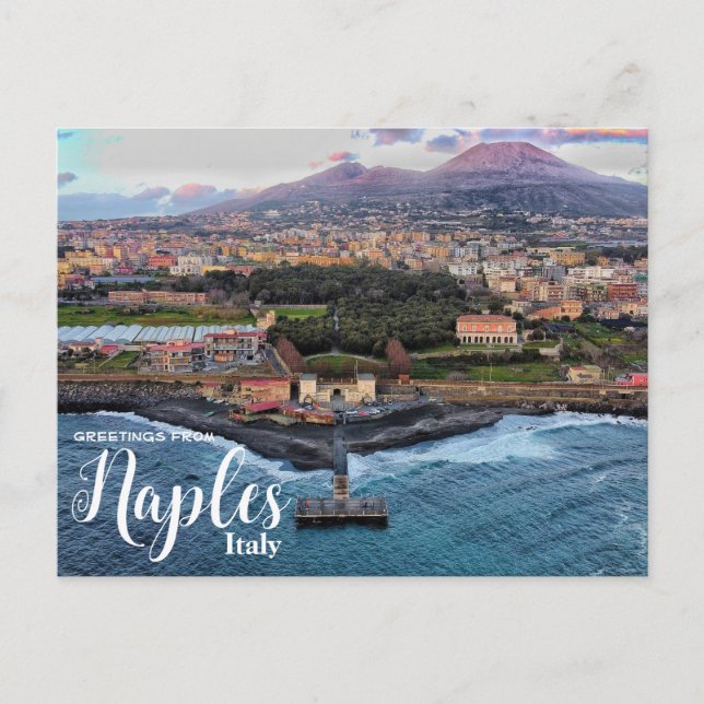Postale Salutations de Naples Italie Mt. Vesuvius Carte po (Devant)