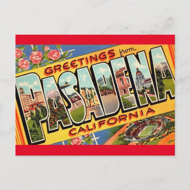Postale Salutations de Pasadena California Travel Carte Po (Devant)