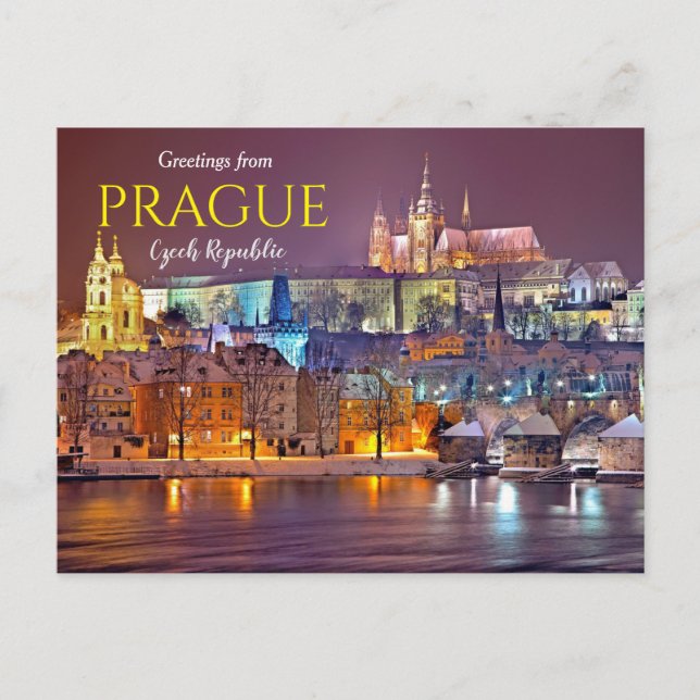 Postale Salutations de Prague République tchèque Carte pos (Devant)