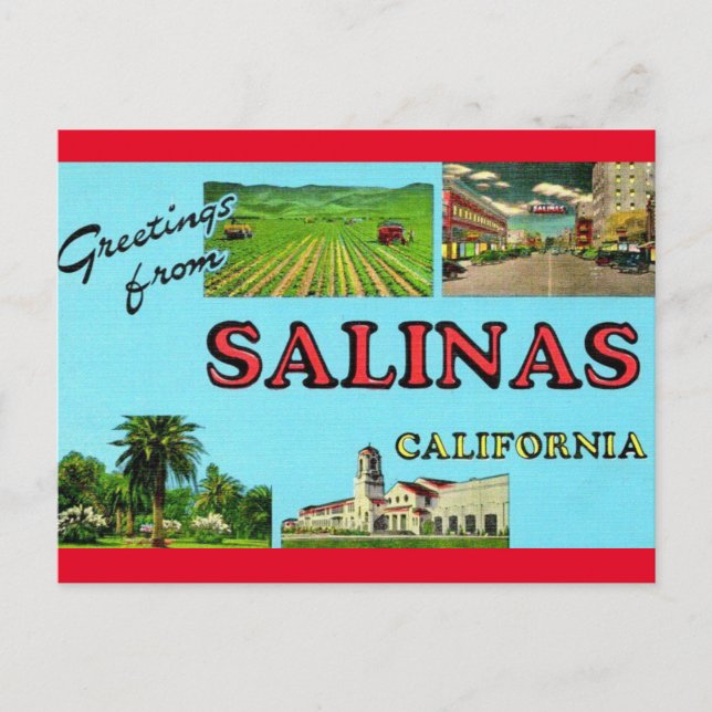 Postale Salutations de Salinas California Travel Carte Pos (Devant)