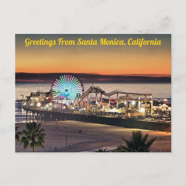 Postale Salutations de Santa Monica, Californie Carte post (Devant)