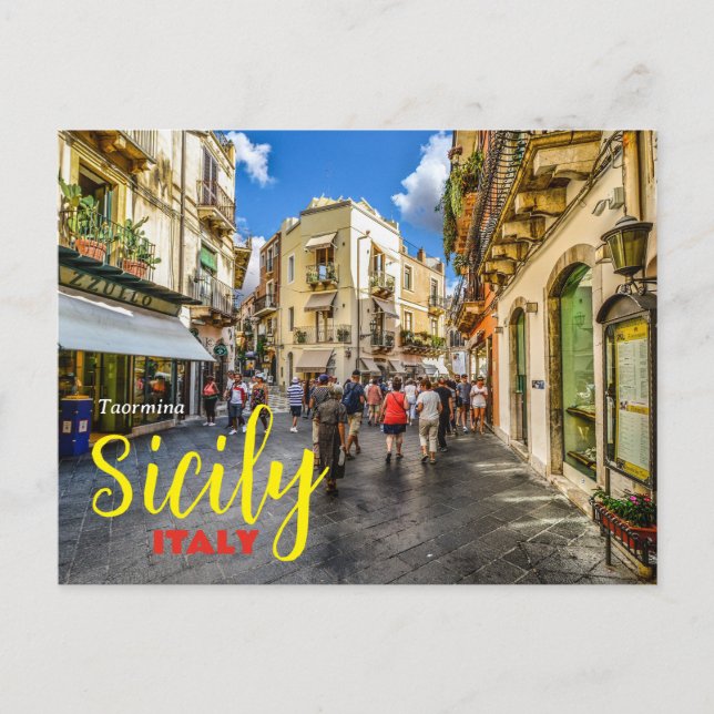 Postale Salutations de Taormine Sicile Italie Carte postal (Devant)