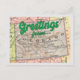 Postale Salutations du Colorado sur la carte Vintage