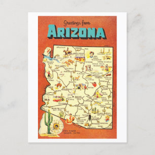 Postale Salutations sur la carte Vintage de l'Arizona