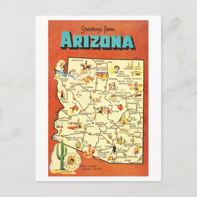 Postale Salutations sur la carte Vintage de l'Arizona (Devant)