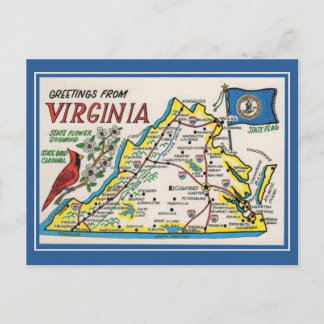 Postale Salutations vintages Virginia carte état fleur, oi