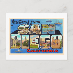 Postale San Diego California Vintage Grande Lettre Carte p
