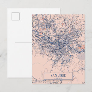 Postale San Jose Californie Carte de la ville venteuse Voy