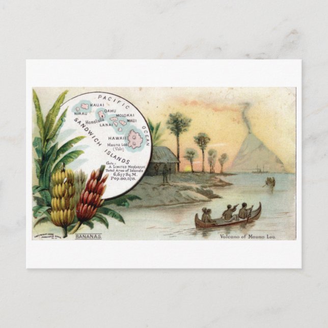 Postale Sandwich Islands, 1889 carte vintage (Devant)