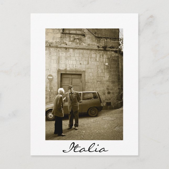 Postale Scène de rue italienne à sepia frontière carte pos (Devant)