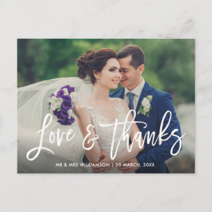 Postale script de brosse unique mariage merci carte photo