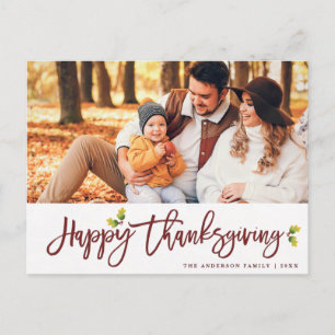 Postale Script feuillage moderne Thanksgiving photo Carte 