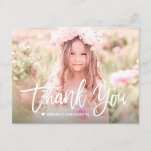 Postale Script photo fille moderne Carte de remerciements 