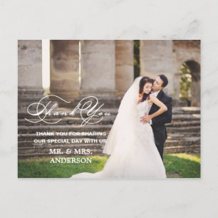 POSTALE SCRIPT ROMANTIQUE   CARTE POSTCARD MARIAGE MERCI