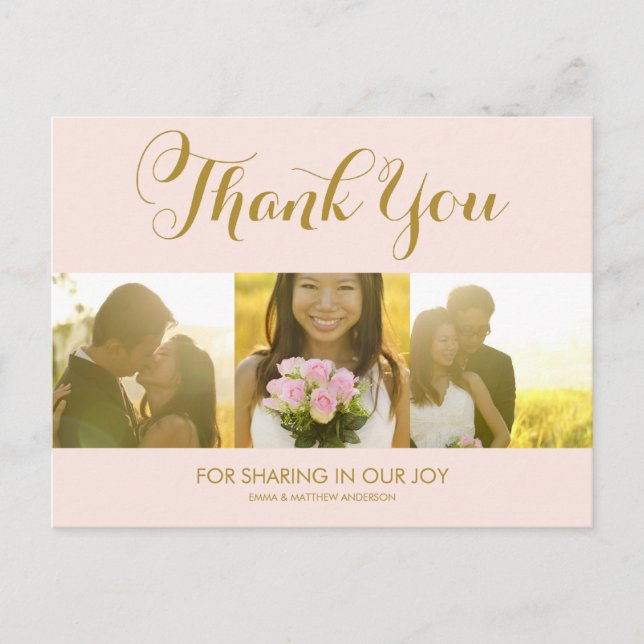 POSTALE SCRIPT WHIMSIQUE | CARTE POSTCARD MERCI MARIAGE (Devant)
