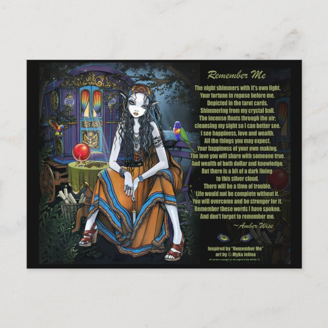 Postale Se souvenir de moi Gypsy Fortune Teller Poem Carte (Devant)