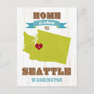 Postale Seattle, Washington Carte - La maison est là où