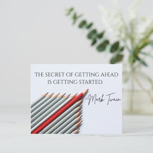 Postale Secret pour Réussir Citation Mark Twain Carte Post (Debout devant)