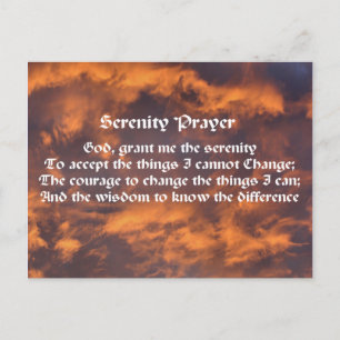 Postale Serenity Prière Sky Clouds Affirmations Carte post