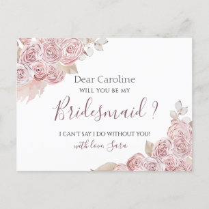 Postale Serez-Vous Ma Carte Bridesman Bohemian Pink Floral