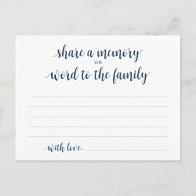 Postale Service funéraire, Navy Blue, Partager une carte m (Devant)