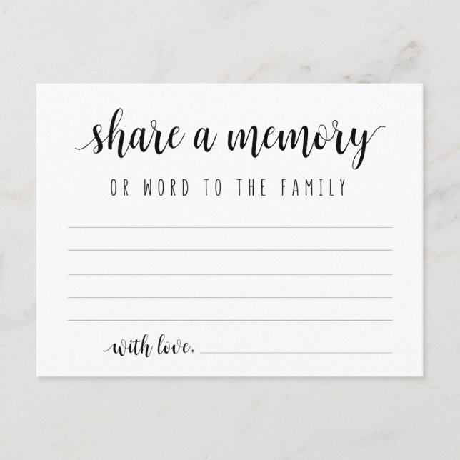 Postale Service funéraire, Script noir, Partager une carte (Devant)