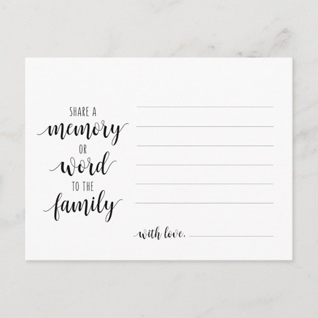 Postale Service funéraire, Script noir, Partager une carte (Devant)