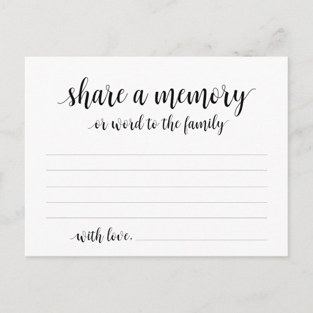 Postale Service funéraire, Script noir, Partager une carte (Devant)