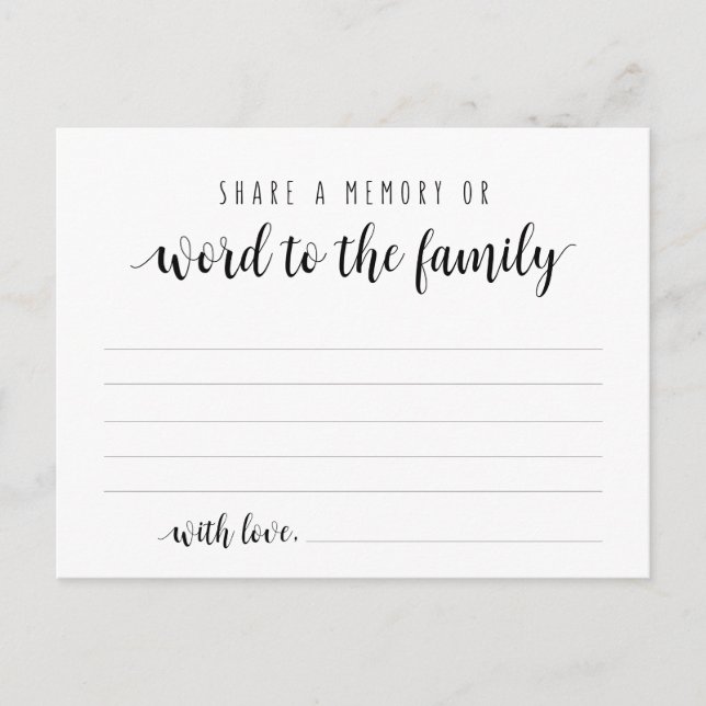 Postale Service funéraire, Script noir, Partager une carte (Devant)